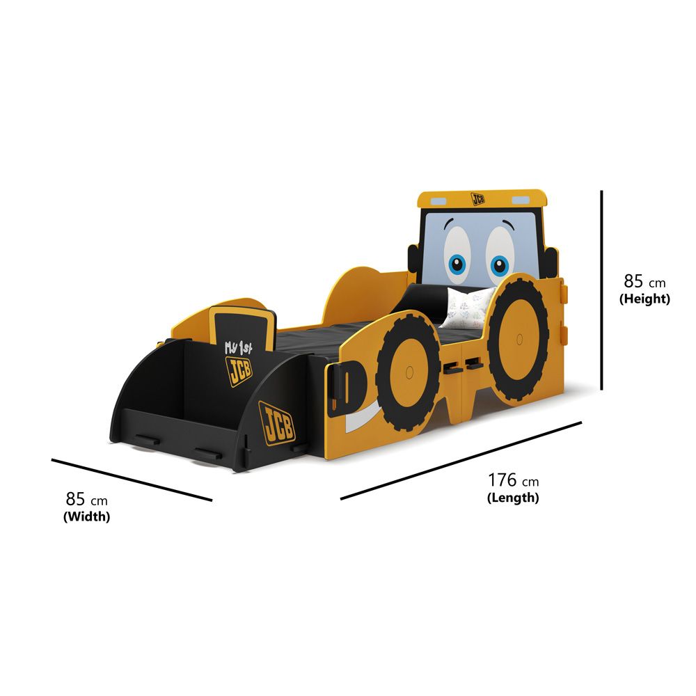 JCB Junior Toddler Bed with Toybox - Kidsaw dimensions