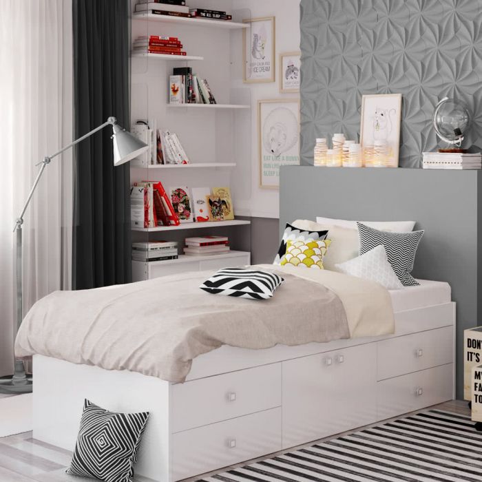White Kids Single Cabin Bed with Storage Drawers - Kidsaw