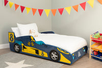 Premier Kids blue racing car bed shown from another angle