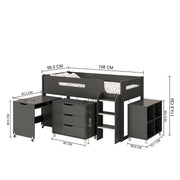 Anthracite Kids Mid Sleeper Bed with Desk and Storage - Kidsaw