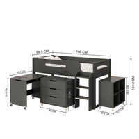 Anthracite Kids Mid Sleeper Bed with Desk and Storage - Kidsaw